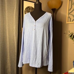 Flamingals Light Blue Long Sleeve Women's Top with pearl accents